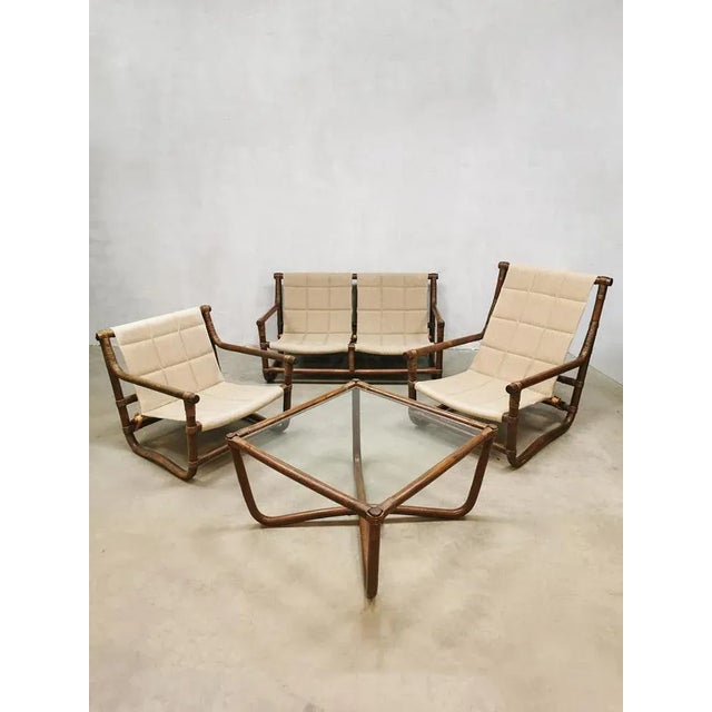 Bamboo & Rattan Safari Sofa, Chairs & Table, Set of 4 For Sale - Image 9 of 9