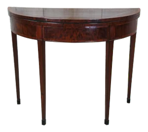 Antique Hepplewhite Plum Pudding Mahogany Demilune Game Table