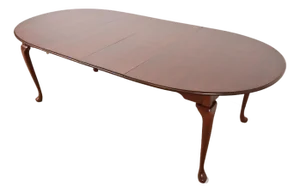 Harden Furniture Queen Anne Solid Cherry Wood Extension Dining Table, Newly Refinished