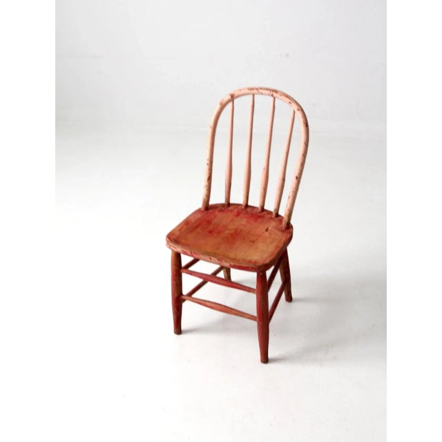 Early 20th Century Vintage Painted Pink Kid's Chair For Sale - Image 5 of 12