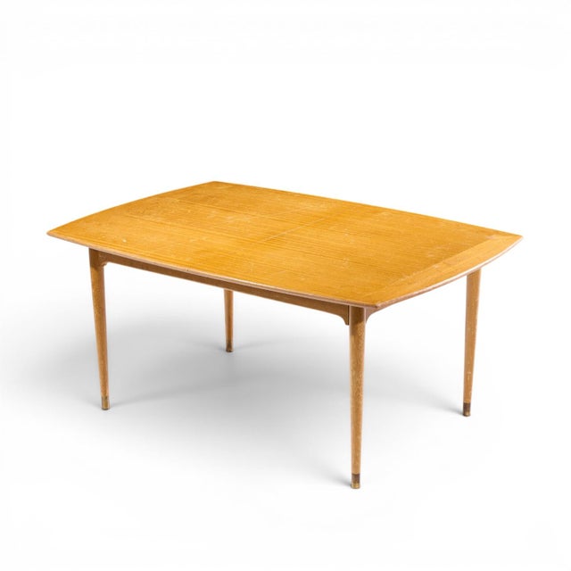 John Keal for Brown Saltman Mid Century Bleached Mahogany Dining Table For Sale In Chicago - Image 6 of 7