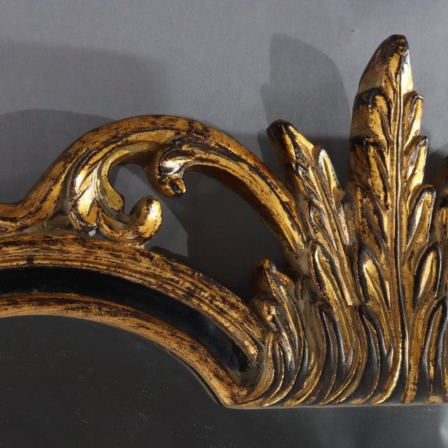 French Louis XVI Style Ebonized & Gilt Arch Form Wall Mirror 20thC For Sale - Image 6 of 10