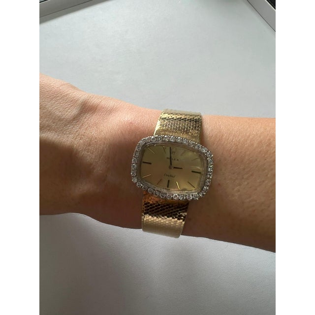 Early 21st Century Vintage Rolex Orchid Diamonds Halo Set 18 Karat Yellow Gold Estate Classic Watch For Sale - Image 5 of 9