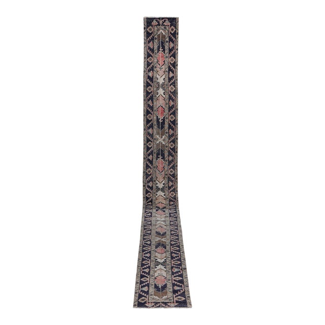 Turkish Hand Knotted Vintage Long Runner Rug - Stair Carpet 1'8'' X 22'3'' For Sale