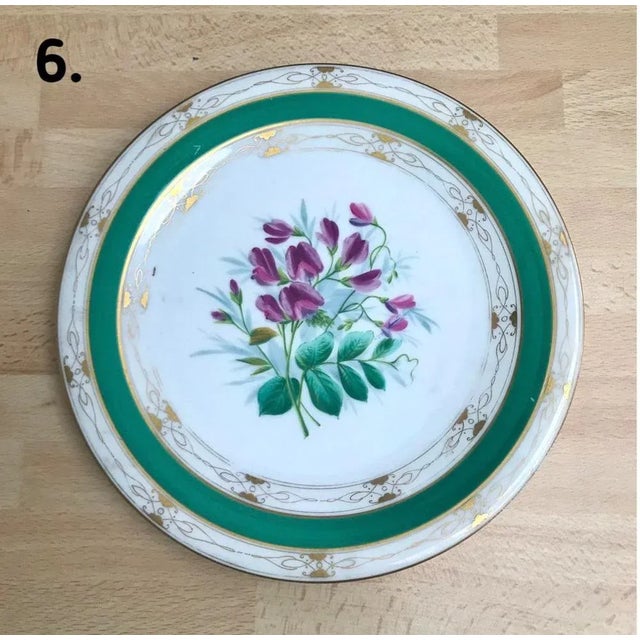 Ceramic 19 Century Green Floral Porcelain Plate, Set of 3 For Sale - Image 7 of 7