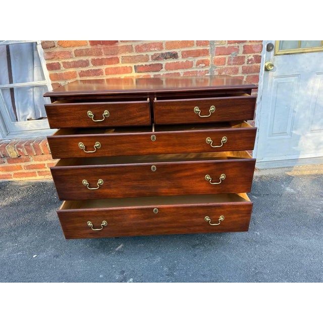 Late 20th Century Henkel Harris George III Mahogany Chest of Drawers For Sale - Image 14 of 17