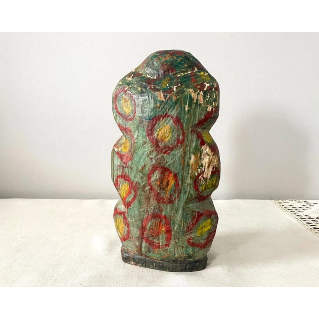 Vintage Folk Art Polychrome Carved Wood Santa Maria Santos Statue From Brazil For Sale - Image 4 of 12