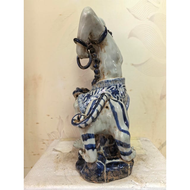 Chinese Vintage Ceramic Buddhist Sculpture,Hand Carved Blue and White Porcelain the Eighteen Arhats Statue For Sale In Seattle - Image 6 of 9