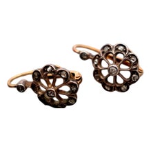 Gold and Silver Earrings with Cutouts, Set of 2 For Sale