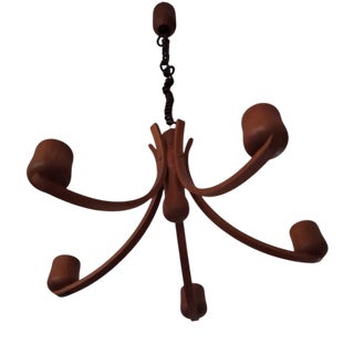 Teak Chandelier with Five-Arms by Domus, 1970s For Sale