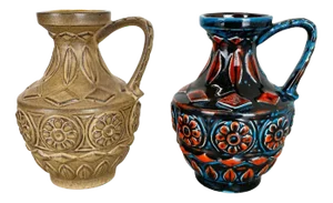 Multi-Color Fat Lava Op Art Pottery Vase by Bay Ceramics Germany, 1960s, Set of 2