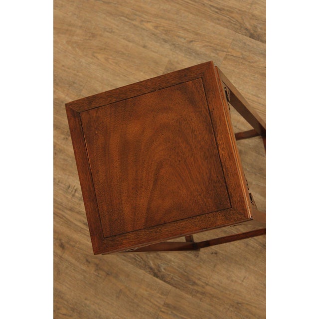 Baker Furniture Company Baker Asian Inspired Pair of Mahogany Pedestal Plant Stands For Sale - Image 4 of 12