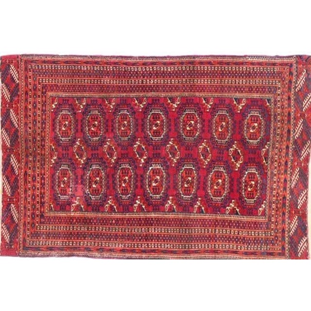 Wool on wool pile genuine. Handmade very fine semi-Vintage Persian Torkaman.