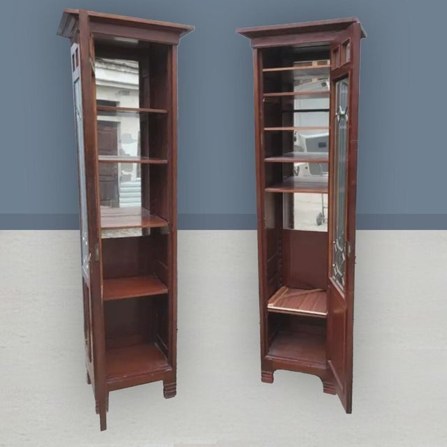 Art Nouveau Wood Showcases, Central Europe, 1910s, Set of 2 For Sale - Image 6 of 9