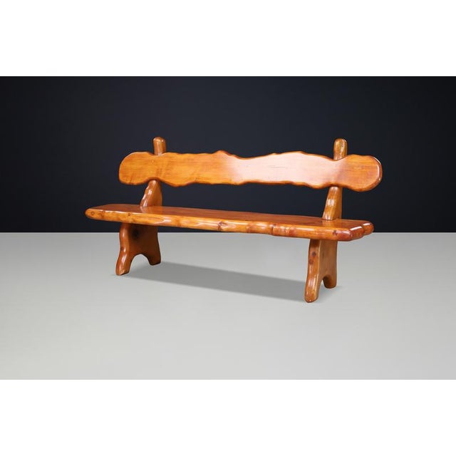Alpine Sculptural Bench in Pine, France, 1970s For Sale - Image 9 of 16