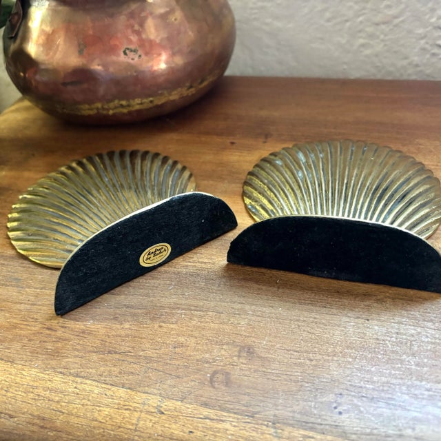 1980s Brass Sea Shell Bookends by Andrea Sadek - A Pair For Sale - Image 6 of 6