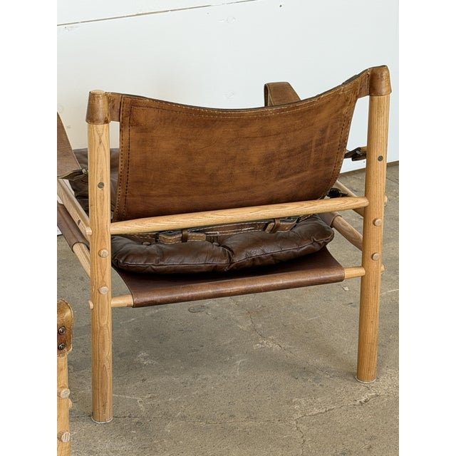 Sirocco Safari Chairs in Ash and Leather by Arne Norell for Arne Norell Ab, Sweden, Set of 2 For Sale - Image 10 of 12