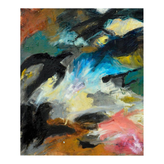 Crows on the Field - Abstract Expressionist Composition in Oil on Canvas For Sale