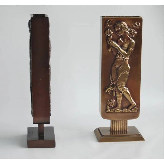 Mid-Century Modern Bronze Vases by Oscar Antonsson - a Pair For Sale - Image 3 of 8