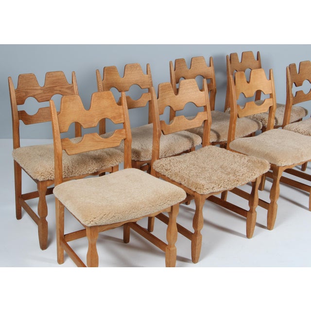 Danish Dining Chairs in Oak by Henning Kjærnulf, 1970s, Set of 8 For Sale - Image 4 of 10