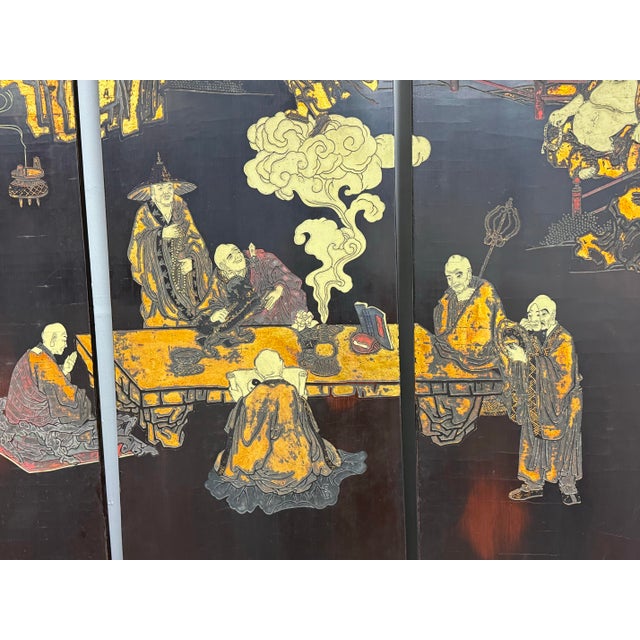 Chinese Eight Immortals Mountain Cloud Eight Panel Screen For Sale - Image 4 of 12