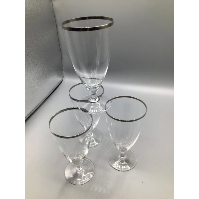 Platinum Platinum Rim Stemmed Water Glasses West Germany 1940s - Set of 4 For Sale - Image 8 of 12
