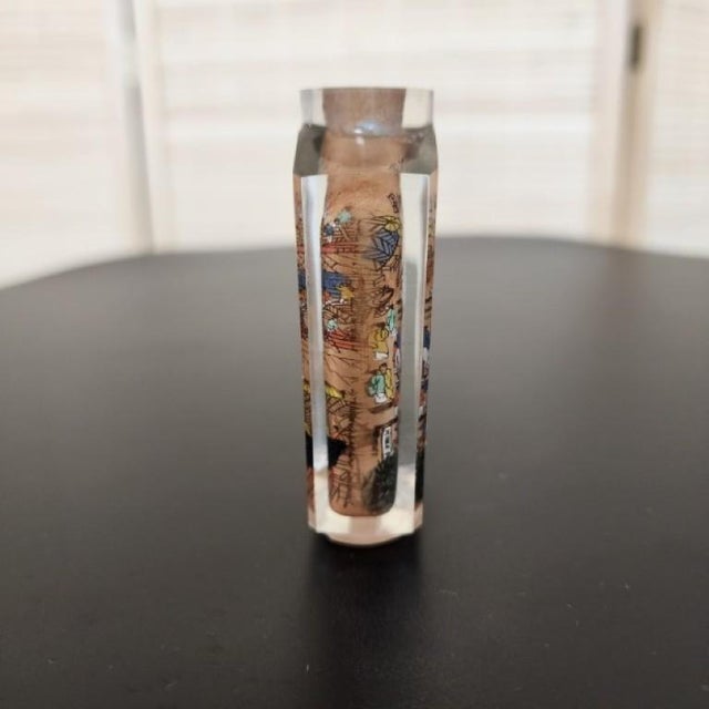 Add a touch of scholarly elegance to your home with this vintage Chinese inside-painted glass snuff bottle. Featuring a...