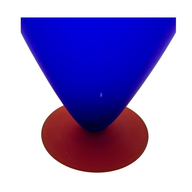 Blue & Tangerine Satin Glass Vase - Attributed to Carlo Moretti For Sale - Image 9 of 10