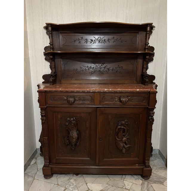 Early 20th Century Art Nouveau Sideboard in Solid Walnut For Sale - Image 6 of 12