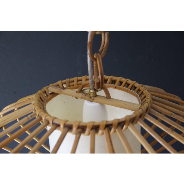 Flying Saucer Bamboo Pendant Light from Louis Sognot, 1950, Set of 2 For Sale - Image 15 of 18