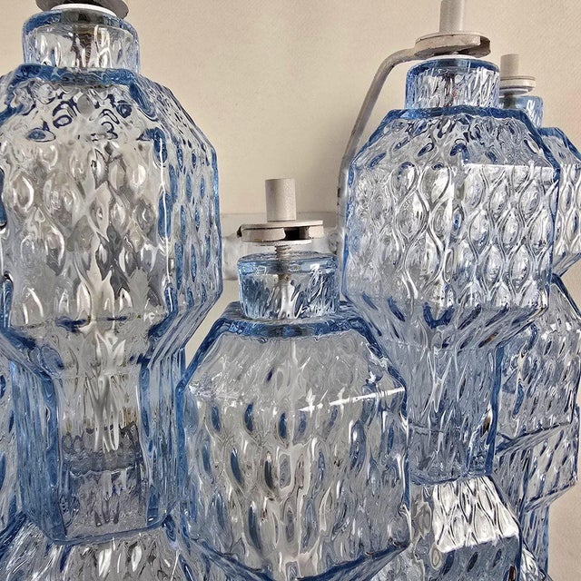 1990s Blue Murano Glass, Mid Century Modern Sconces - A Pair For Sale - Image 11 of 12