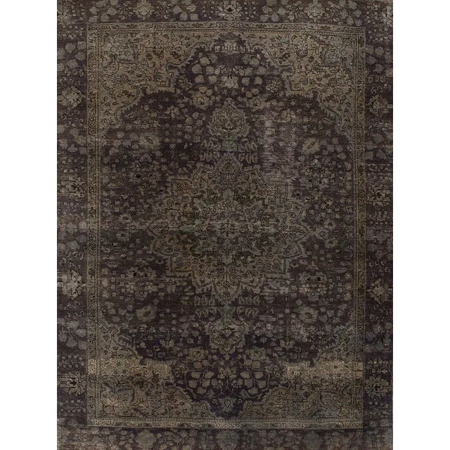 Early 20th Century Early 20th Century Vintage Overdyed Distressed Gray Handmade Wool Rug For Sale - Image 5 of 5