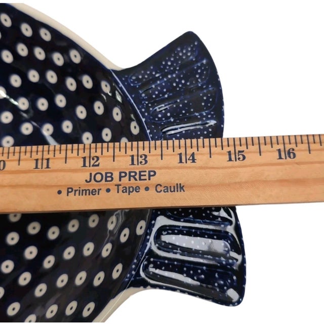 Polish Pottery Fish Serving Platter Hand Made Manufaktura Boleslawiec Poland New For Sale - Image 10 of 12