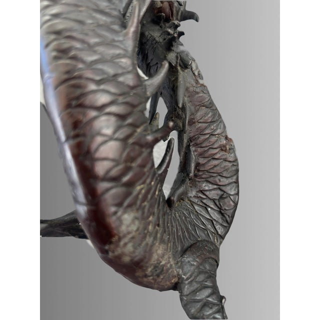 Antique Koro Dragon Japanese Lamp, Cast Bronze, Meiji Period C1900 (Okimono) For Sale - Image 11 of 15