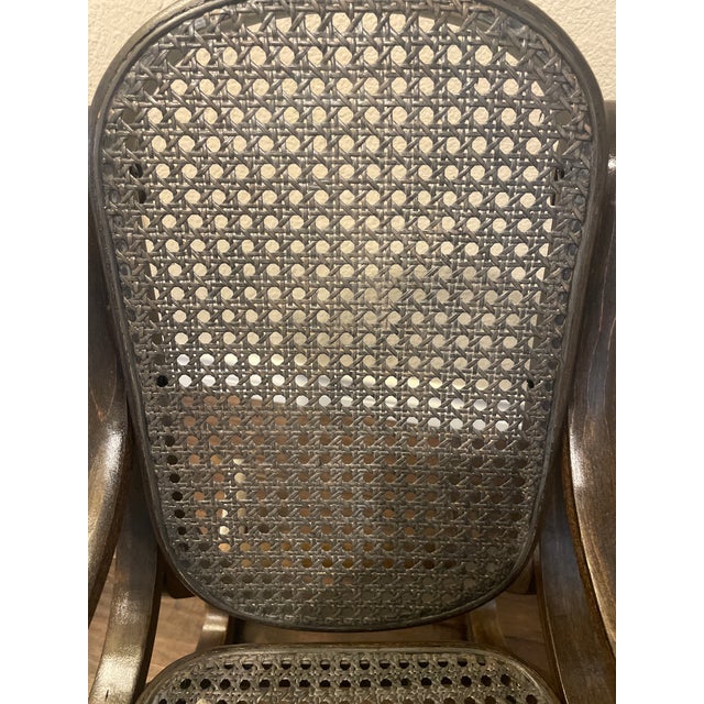 Coffee Mid 19th Century Vintage Bentwood & Cane Child's Rocking Chair Kid's Rocker For Sale - Image 8 of 9