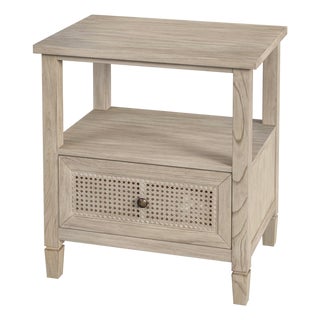 Flagstaff 25 in. W Rectangular Cane 1 Drawer Nightstand with Top Open Shelf, Desert Sand For Sale