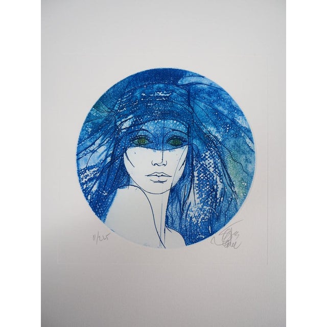 Blue Jean Baptiste Valadie, The Blue Scarf, Original Engraving For Sale - Image 8 of 8