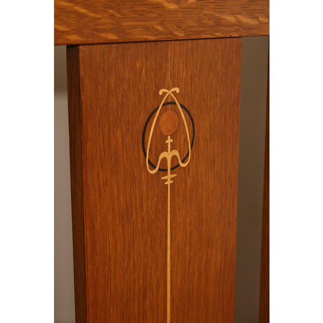 Stickley Mission Collection Harvey Ellis Inlaid Oak Queen Bed For Sale - Image 13 of 18