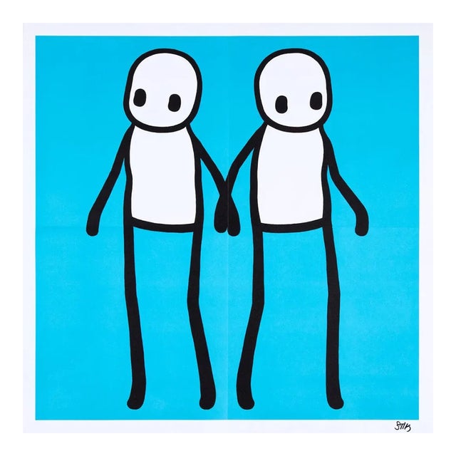 Stik, Holding Hands Signed (Blue), 2020 For Sale