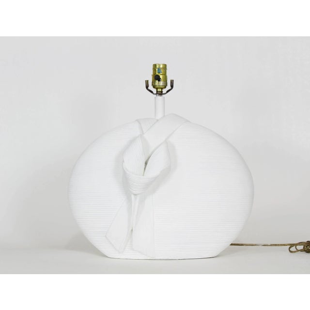 Wood Mid Century Draped Plaster Table Lamp For Sale - Image 7 of 9
