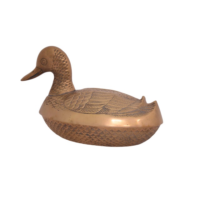 Leonard Midcentury 10" Brass Duck Box For Sale - Image 4 of 8