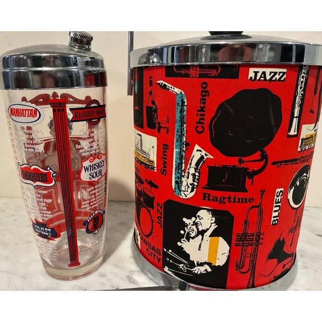 1960s Mid Century Modern Vintage Red Bar Set For Sale - Image 5 of 5