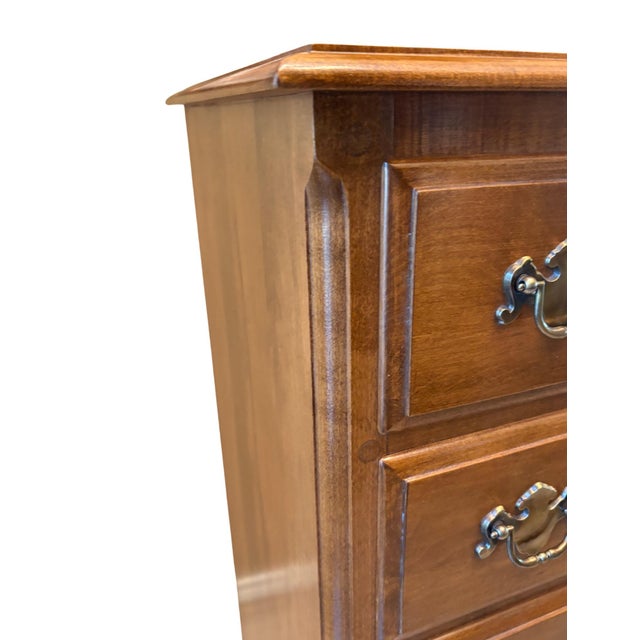 Wood Ethan Allen Traditional Maple 7-Drawer Tall Chest / Lingerie Chest Vintage Queen Anne Style For Sale - Image 7 of 12