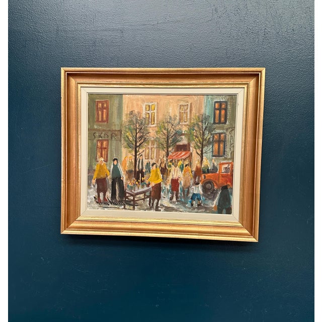 Arne Wallsten, Market Scene, 1960s, Oil Painting on Canvas, Framed For Sale - Image 16 of 18