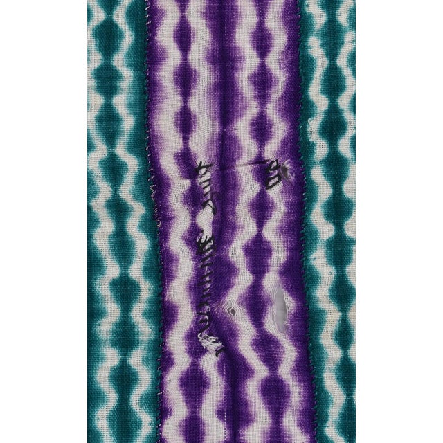 African Early 20th Century Yoruba Tie-Dyed Textile Purple and Green Nigeria 63x38 inch For Sale - Image 3 of 3