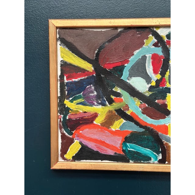 Original Vintage Oil on Canvas – “Abstract Composition” – Monogram Signed – Dated 1960 – Vintage & Framed – 44.5 × 31 cm...