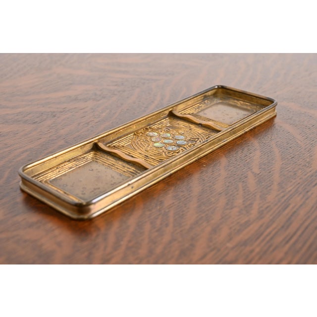Tiffany Studios Tiffany Studios New York Bronze Doré and Abalone Pen Tray For Sale - Image 4 of 11