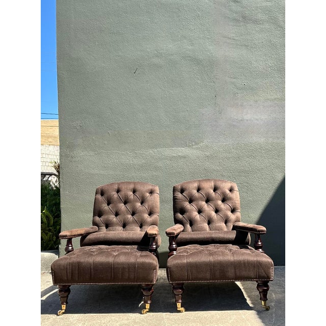 Traditional Vintage English George Smith “Edwardian” Tufted Lounge Chairs - A Pair For Sale - Image 3 of 12