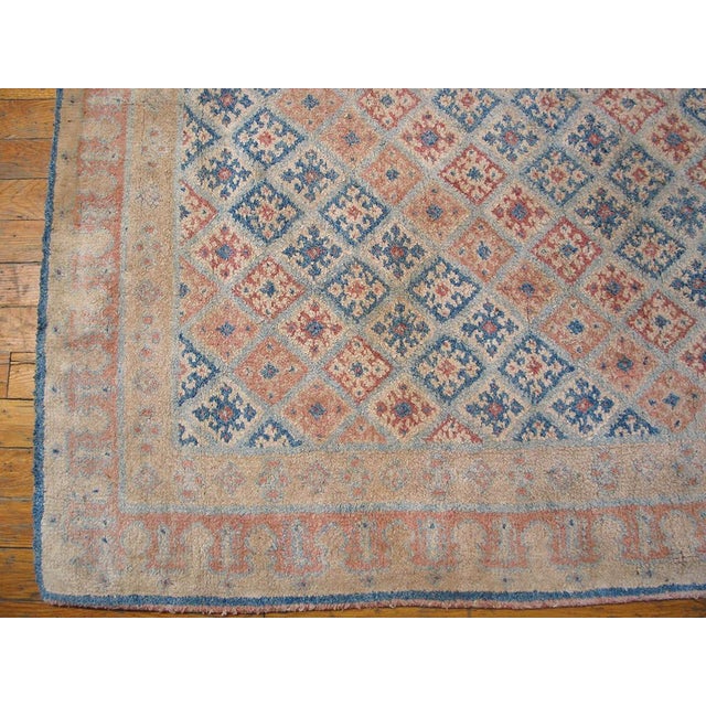 Indian 1930s Multicolor Diamond Antique Indian Agra Cotton Rug 4'0" X 7'0" Handknotted Wool Carpet For Sale - Image 3 of 6