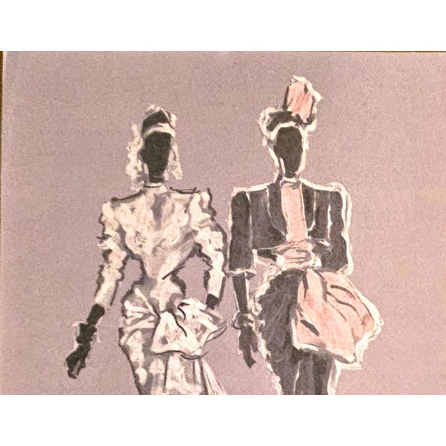 This is a 1946 Mid-Century French fashion print that showcases couture designs by iconic designers Balenciaga and Maggy...